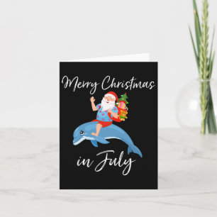 Santa Riding Dolphin Frohe Weihnachten im Juli Karte