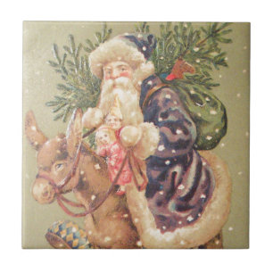 Santa Riding Donkey Fliese