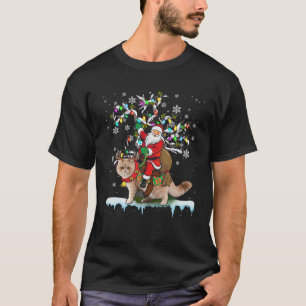 Santa Riding Exotic Kurzhaar Xmas Tree Santa Cat T-Shirt