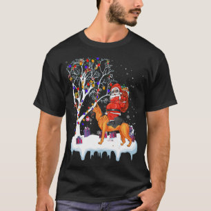 Santa Riding German Shepherd Dog Tree Lights T-Shirt