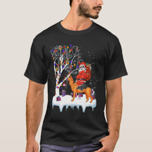 Santa Riding German Shepherd Dog Tree Lights T-Shirt