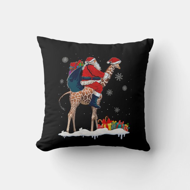 Santa Riding Giraffe Weihnachten Pajama Santa Love Kissen (Vorderseite)