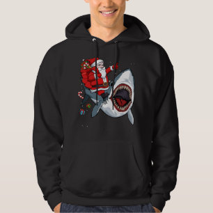 Santa Riding Hai Weihnachten Pajama Niedlich Ocean Hoodie