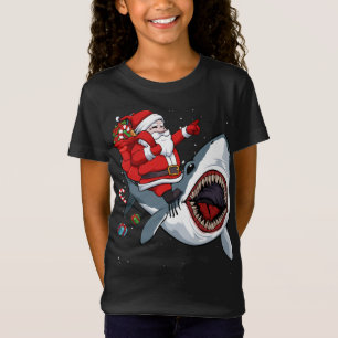 Santa Riding Hai Weihnachten Pajama Niedlich Ocean T-Shirt