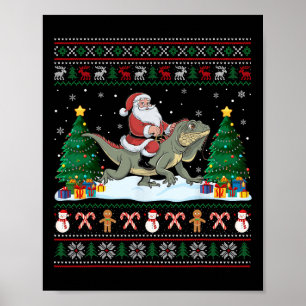 Santa Riding Iguana Boys Mädchen Kinder Ugge Weihn Poster