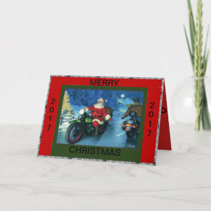 SANTA RIDING MIT MOTORRAD CHRISTMAS CARD FEIERTAGSKARTE