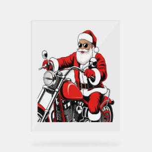 Santa Riding Motorrad Acrylschild