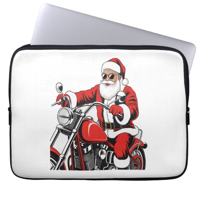 Santa Riding Motorrad Laptopschutzhülle (Vorderseite)