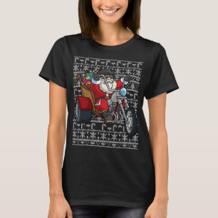 Santa Riding Motorrad Ugge Christmas Biker Motor T-Shirt