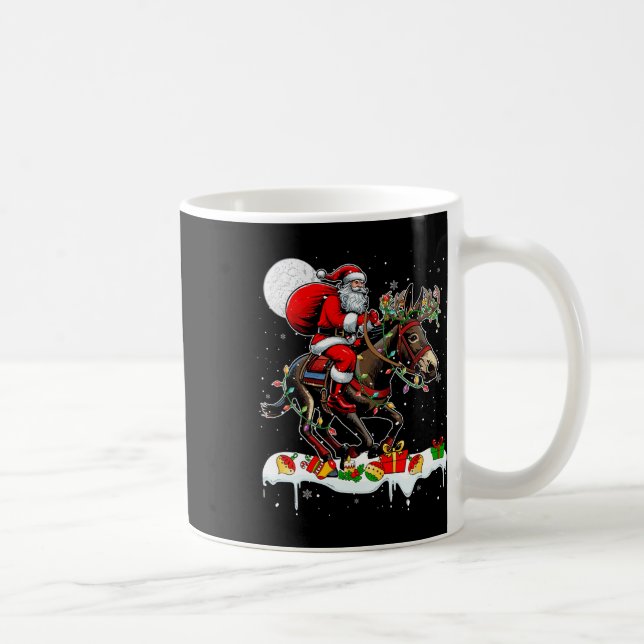 Santa Riding Mule Reindeer Xmas Farm Animal Lover Kaffeetasse (Rechts)