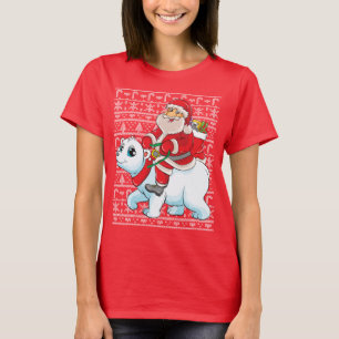 Santa Riding Panda Bär Ugly Weihnachtskraut T-Shirt