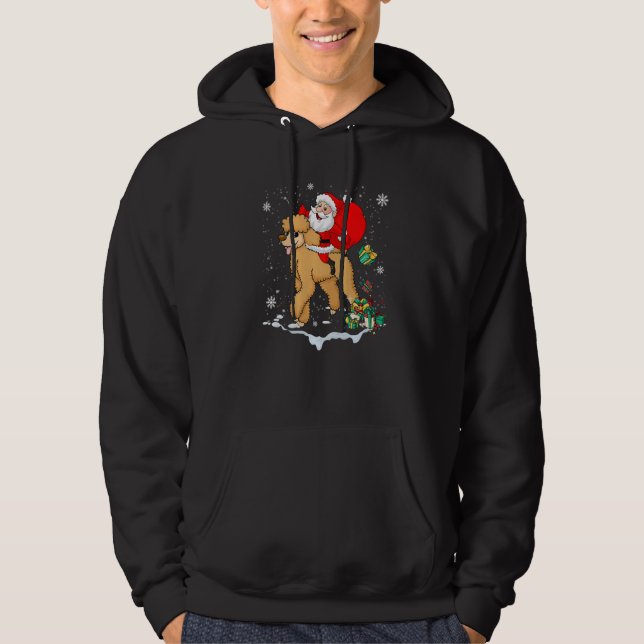 Santa Riding Poodle Dog with Hat Claus Christmas P Hoodie (Vorderseite)