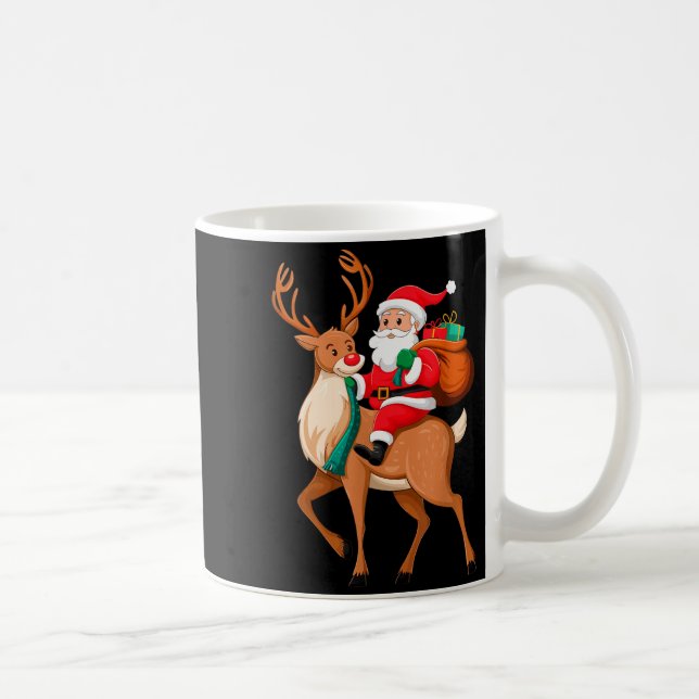 Santa Riding Reindeer Christmas Men Boys Kids Teen Kaffeetasse (Rechts)
