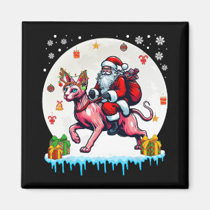 Santa Riding Reindeer Sphynx Cat Christmas Eigentü Magnet
