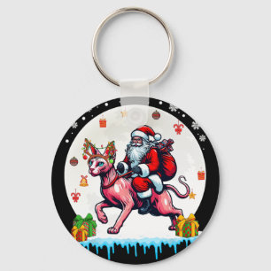 Santa Riding Reindeer Sphynx Cat Christmas Eigentü Schlüsselanhänger