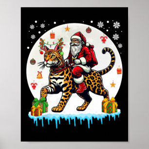 Santa Riding Rentier Bengalisch Cat Weihnachtsbesi Poster