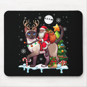 Santa Riding Rentier Siam Katzenwelse Mousepad