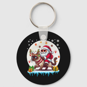 Santa Riding Rentier Siamese Cat Christmas Eigentü Schlüsselanhänger
