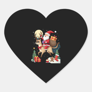 Santa Riding Rentier Siamese Weihnachtsbaum L Herz-Aufkleber