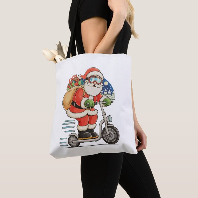 Santa Riding Scooter Weihnachtsmatte (Von Nahem)