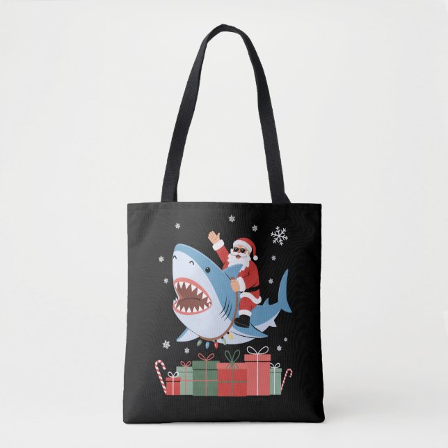 Santa Riding Shark Christmas Pajama Cute Ocean  (Vorderseite)