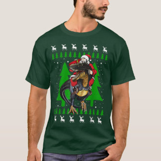 Santa Riding T Re Dinosaur Geschenke Dino Ugly Chr T-Shirt