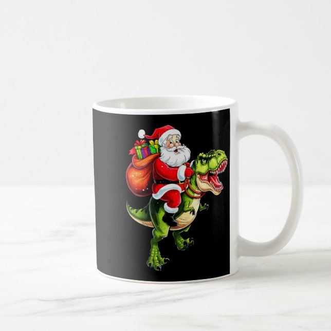 Santa Riding T Rex Christmas Funny Xmas Kids Boys  Kaffeetasse (Rechts)