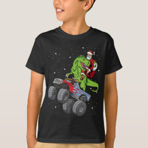 Santa Riding T Rex Dinosaur Monster Truck Boy Chri T-Shirt