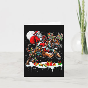 Santa Riding Tiger Reindeer Xmas Wilder Tierfreund Karte