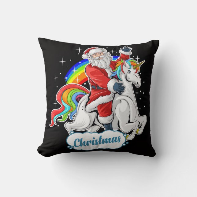  Santa Riding Unicorn Christmas Pillow  Kissen (Vorderseite)
