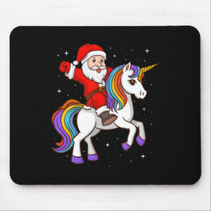 Santa Riding Unicorn Mystical Animal Xmas Magie Mousepad