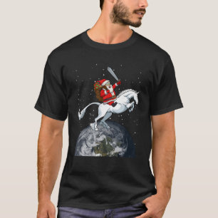 Santa Riding Unicorn Weihnachten Pajama Niedlich M T-Shirt