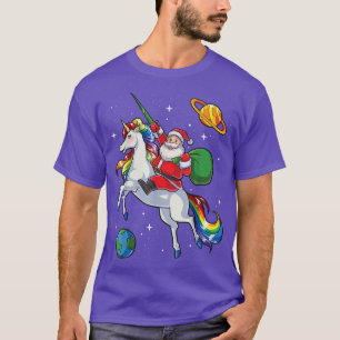 Santa Riding Unicorn Weihnachtsgeschenke Rainbow S T-Shirt