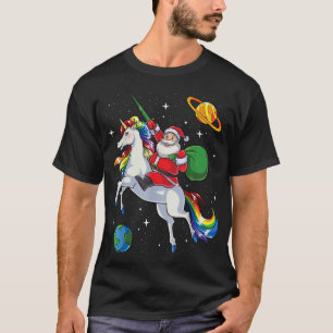 Santa Riding Unicorn Weihnachtsgeschenke Rainbow S T-Shirt