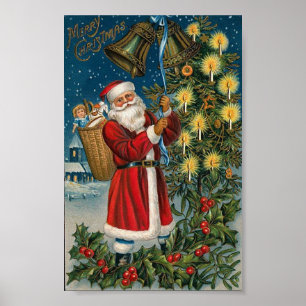 Santa Ringing Bell Poster
