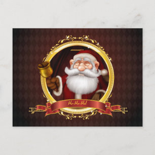 Santa Ringing Gold Bell Postkarte