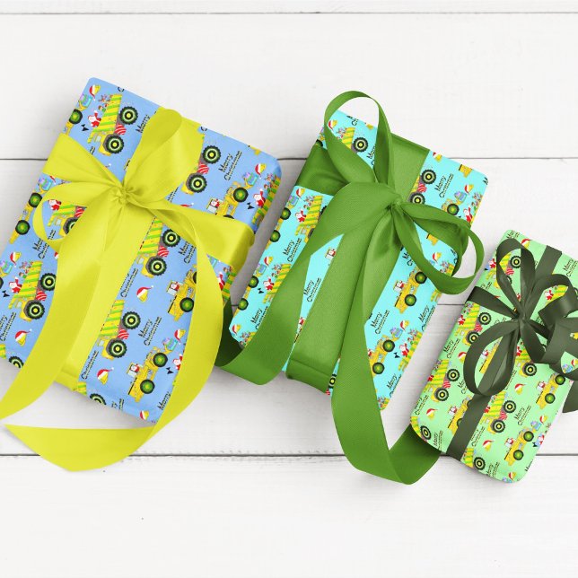 Santa Rite auf Truck und Bulldozer Geschenkpapier Set (Von Creator hochgeladen)