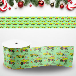 Santa Rite auf Truck und Bulldozer Satinband