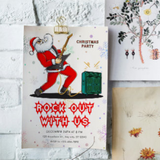 Santa Rock Out Party Christmas Invitation Einladung