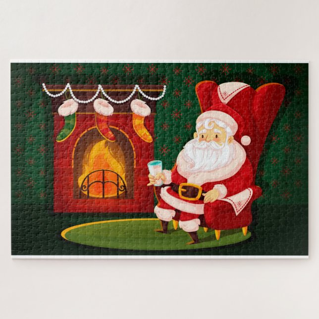 Santa Rocking am Kamin Puzzle (Horizontal)