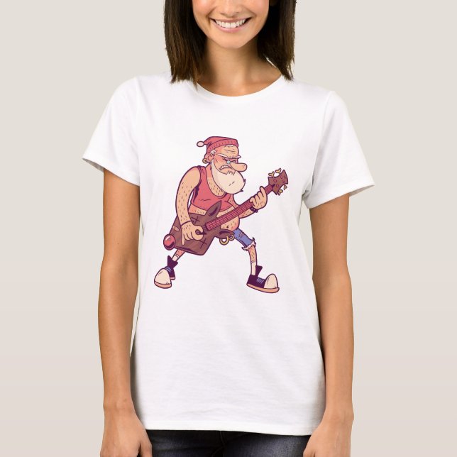 Santa Rocking Out T - Shirt (Vorderseite)