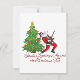 Santa Rocking rund um den Weihnachtsbaum auf einem Feiertagskarte