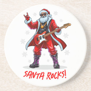 Santa Rocks! Funny Santa Claus spielt Gitarre Getränkeuntersetzer