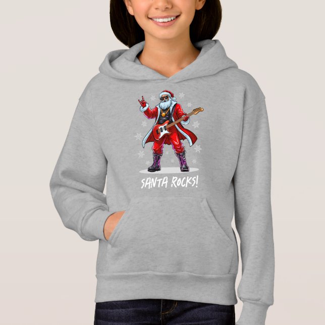 Santa Rocks! Funny Santa Claus spielt Gitarre Hoodie (Vorderseite)