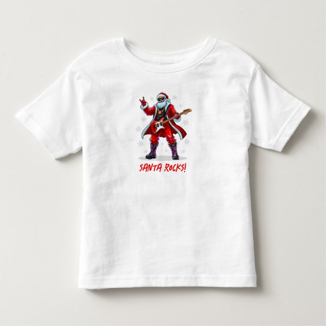 Santa Rocks! Funny Santa Claus spielt Gitarre Kleinkind T-shirt (Vorderseite)