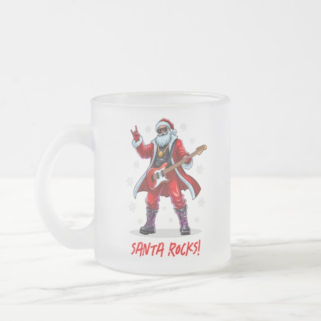Santa Rocks! Funny Santa Claus spielt Gitarre Mattglastasse (Links)