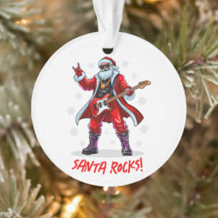 Santa Rocks! Funny Santa Claus spielt Gitarre Ornament