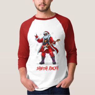Santa Rocks! Funny Santa Claus spielt Gitarre T-Shirt