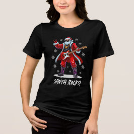 Santa Rocks! Funny Santa Claus spielt Gitarre Tri-Blend Shirt