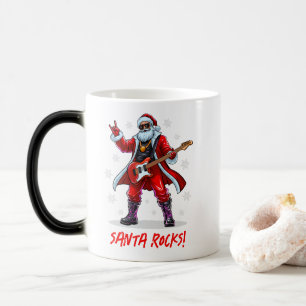 Santa Rocks! Funny Santa Claus spielt Gitarre Verwandlungstasse
